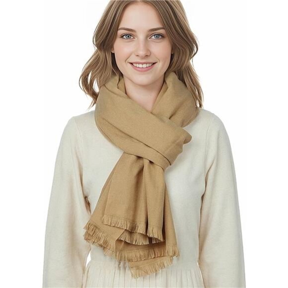 Shawl Wraps Large, Soft Scarf Khaki2 - Picture 1 of 7